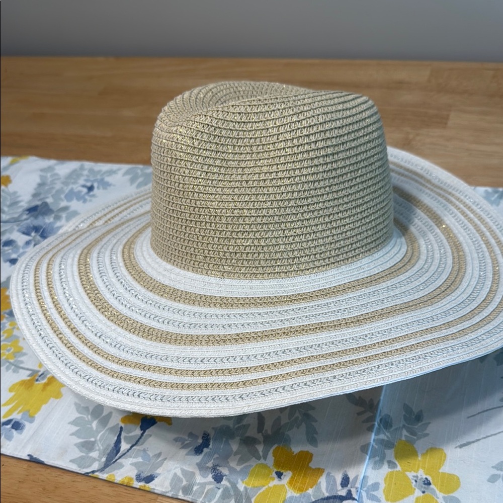 Magid Tan and White Sun Hat with sparkle!
